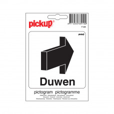 PICTOGRAM 10X10CM DUWEN (TEKST MET PIJL)