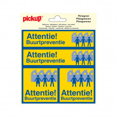 PICTOGRAM VINYL 15X15CM 4 OP 1 ATTENTIE BUURTPREVENTIE