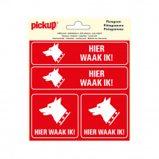 PICTOGRAM VINYL 15X15CM 4 OP 1 HIER WAAK IK !