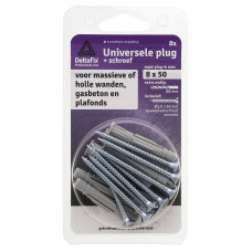 UNIVERSEELPLUG MET KRAAG MET SPAANPLAATSCHROEF GRIJS 6 X 35 MM 10ST