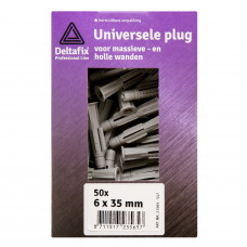 UNIVERSEELPLUG MET KRAAG GRIJS 6 X 35 MM 50ST