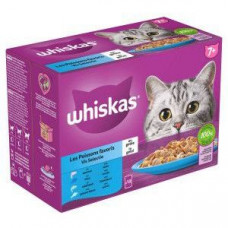 WHISKAS 1+ SELECTIE IN GELEI MAALTIJDZAKJES MULTIPACK 12X85 G VIS