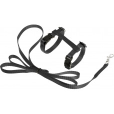 KAT HARNAS MET LOOPLIJN VOOR KITTENS ZIGGI ZWART 15-22CM 20-30CM
