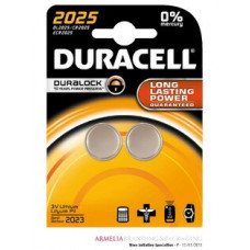 DURACELL KNOOPCEL BATTERIJ, CR2025, LITHIUM 3V, 2 STUKS